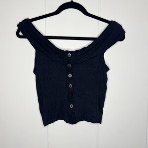 NWOT Free People Off Shoulder Button Down Cropped Tank Medium
